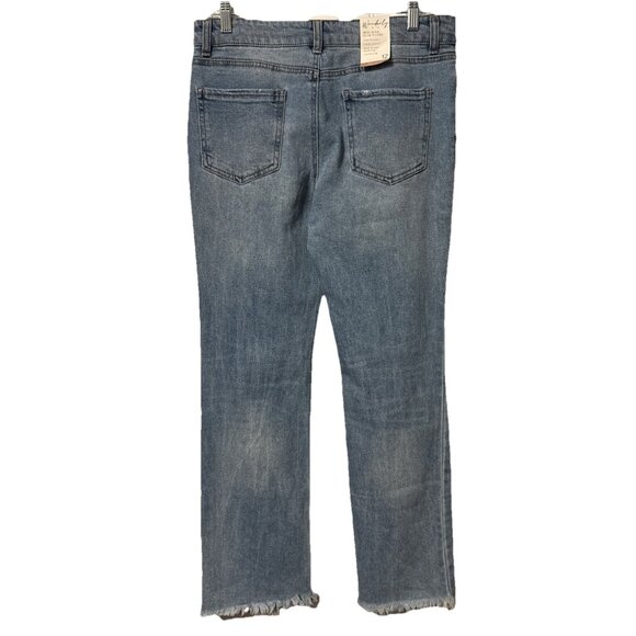 NWT Wonderly Mid Rise Slim Flare Distressed Jeans Size 12 - Picture 2 of 5